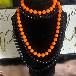 Orange and Black Beaded Necklace Set 2 pieces #78010purp